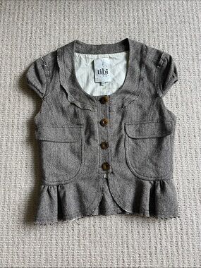 Tibi New York Herringbone Wool Peplum Vest
